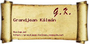 Grandjean Kálmán névjegykártya